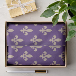Fleur de Lis Pattern, Royal French Cream op Paarse Tissuepapier