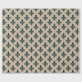 Fleur de Lis Pattern, Royal French Green on Cream Cadeaupapier (Vlak)