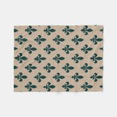 Fleur de Lis Pattern, Royal French Green on Cream Fleece Deken (Voorkant (Horizontaal))