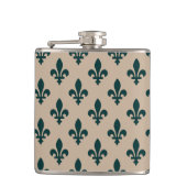 Fleur de Lis Pattern, Royal French Green on Cream Heupfles (Voorkant)