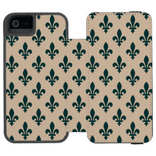 Fleur de Lis Pattern, Royal French Green on Cream