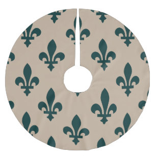 Fleur de Lis Pattern, Royal French Green on Cream Kerstboom Rok