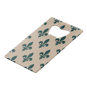 Fleur de Lis Pattern, Royal French Green on Cream Kredietkaart Flessenopener