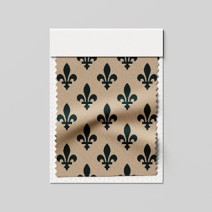 Fleur de Lis Pattern, Royal French Green on Cream Stof