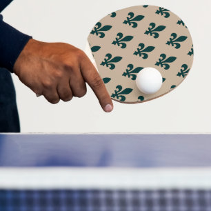 Fleur de Lis Pattern, Royal French Green on Cream Tafeltennisbatje