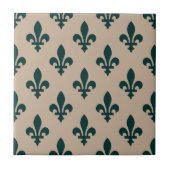 Fleur de Lis Pattern, Royal French Green on Cream Tegeltje (Voorkant)