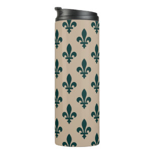 Fleur de Lis Pattern, Royal French Green on Cream Thermosbeker