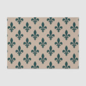 Fleur de Lis Pattern, Royal French Green on Cream Tissuepapier (Voorkant)