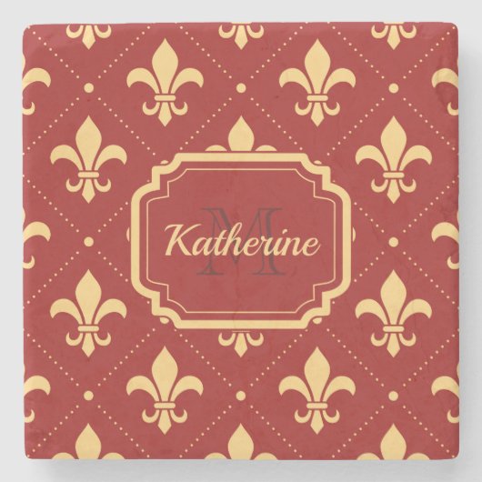Fleur-de-lis Pattern Stenen Onderzetter (Voorkant)