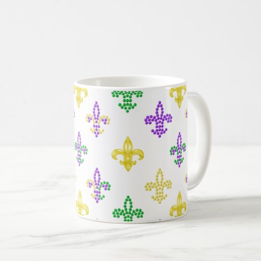 Fleur de Lis perles - Mug de café blanc (Devant droit)