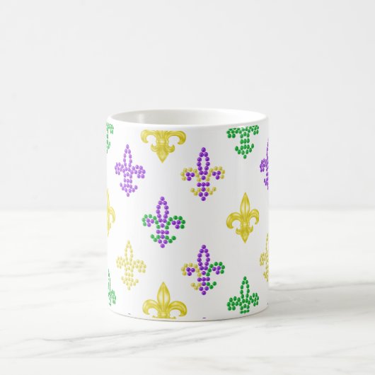Fleur de Lis perles - Mug de café blanc (Centre)