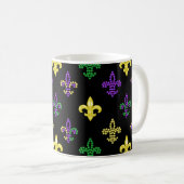 Fleur de Lis perles - Mug de café noir (Devant droit)