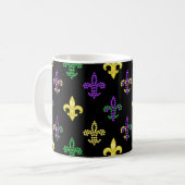Fleur de Lis perles - Mug de café noir (Devant gauche)
