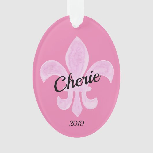 Fleur de Lis Pink - Gepersonaliseerd Ornament (voorkant)