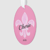 Fleur de Lis Pink - Gepersonaliseerd Ornament (voorkant)
