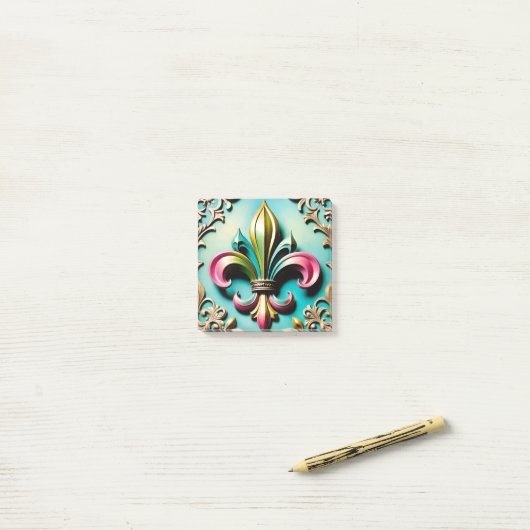 Fleur de lis Post-it Notes (Op bureau)