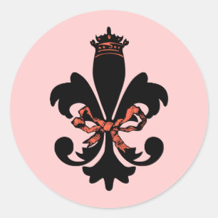 Fleur de lis Queen met boeg Ronde Sticker