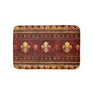 Fleur-de-lis Red Marble en Gold Badmat