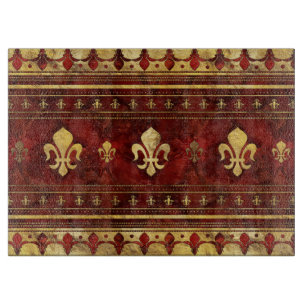 Fleur-de-lis Red Marble en Gold Snijplank
