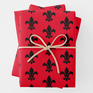 Fleur De Lis Red Wrapping Paper Sheets