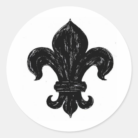 Fleur de lis ronde sticker (Voorkant)