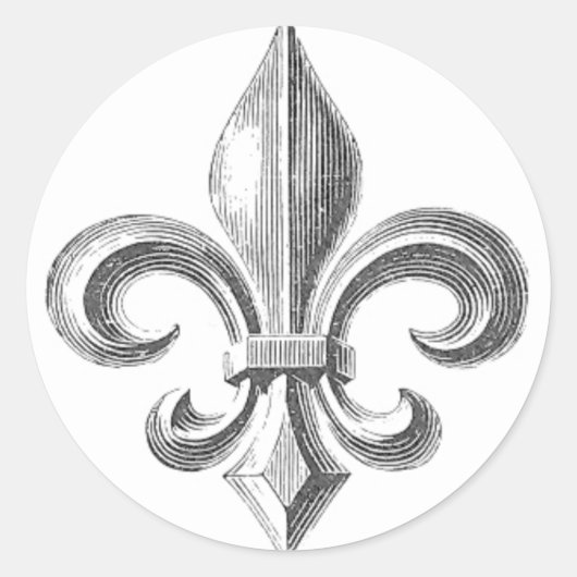Fleur de Lis Ronde Sticker (Voorkant)