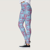 Fleur de lis rose sur les Leggings femmes bleu cie (Gauche)