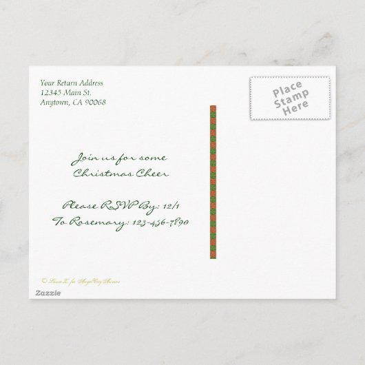 Fleur de Lis Rouge Vert personnalisé Invitation de (Dos)