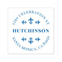 Fleur De Lis Round Return-adres