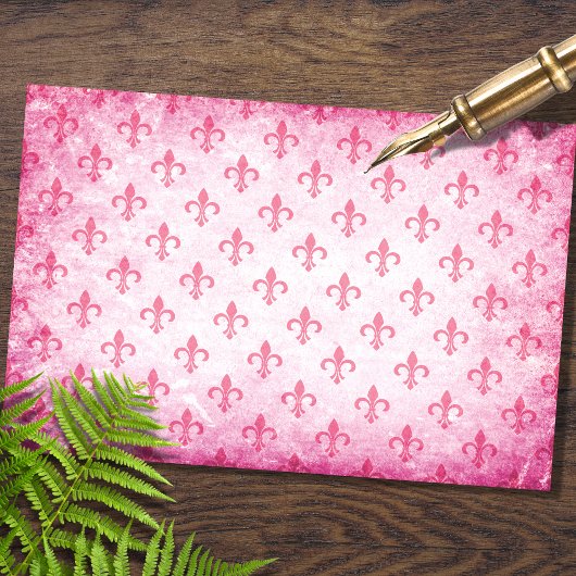 Fleur de Lis Roze Decoupage papier