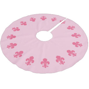 Fleur De Lis Roze geborsteld Polyester Tree Skirt Kerstboom Rok