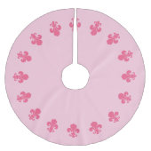 Fleur De Lis Roze geborsteld Polyester Tree Skirt Kerstboom Rok (Voorkant)