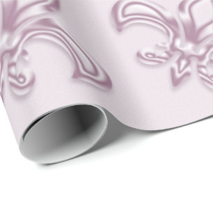 Fleur de Lis roze metalen patroon Cadeaupapier