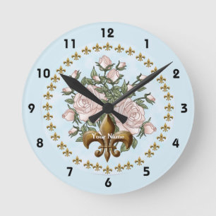 Fleur de lis rozen ronde klok