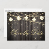 Fleur de Lis Rustic Lights | Boho Chic Wedding Aankondigingskaart (Voorkant / Achterkant)