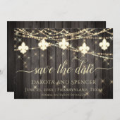 Fleur de Lis Rustic Lights | Boho Chic Wedding Save The Date (Voorkant / Achterkant)