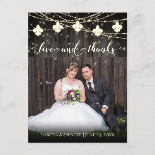 Fleur de Lis Rustic Lights | Foto's en Bedankt Briefkaart (Voorkant)