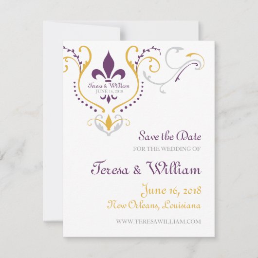 Fleur de Lis Save the Date (Voorkant)