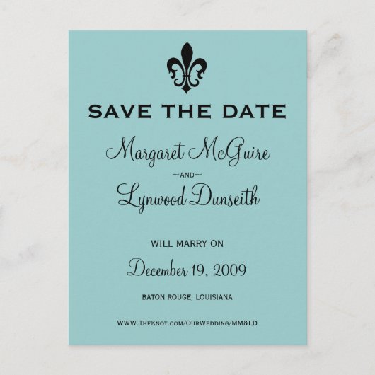 Fleur de lis Save the Date Briefkaart (Voorkant)