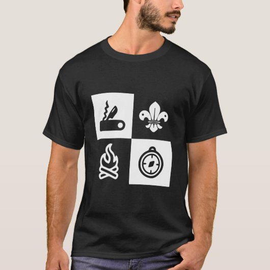 Fleur de lis Scouting Campfire Compass T-shirt (Voorkant)