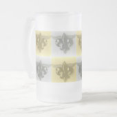 FLEUR DE LIS, SOFT GOLD EN SILVER PRINT - MATGLAS BIERPUL (Voorkant links)