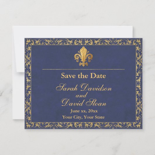 Fleur_de_lis sparen de Datum Save The Date (Voorkant)