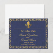 Fleur_de_lis sparen de Datum Save The Date (Voorkant / Achterkant)