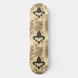 Fleur de Lis Sport Sepia Beige Brown Butterfly Skateboard