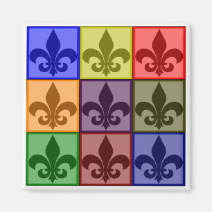 Fleur de Lis Square Magnet Magneet