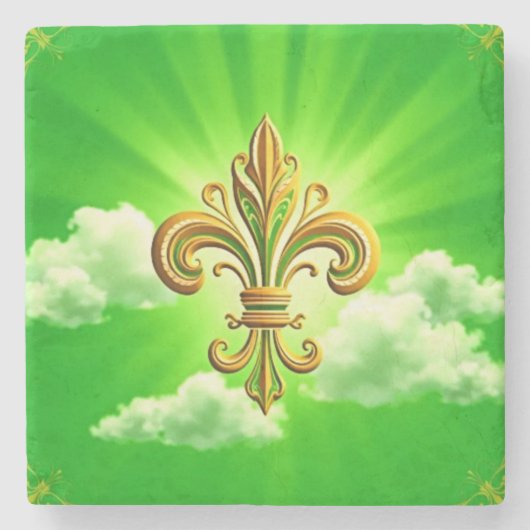 Fleur de Lis St. Patrick's Day Stenen Onderzetter (Voorkant)