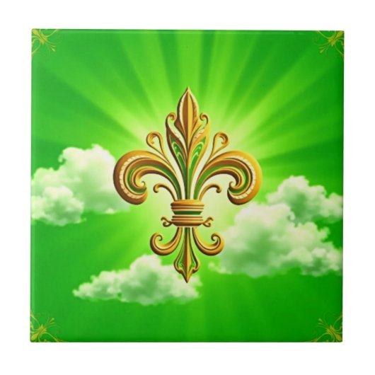 Fleur de Lis St. Patrick's Day Tegeltje (Voorkant)