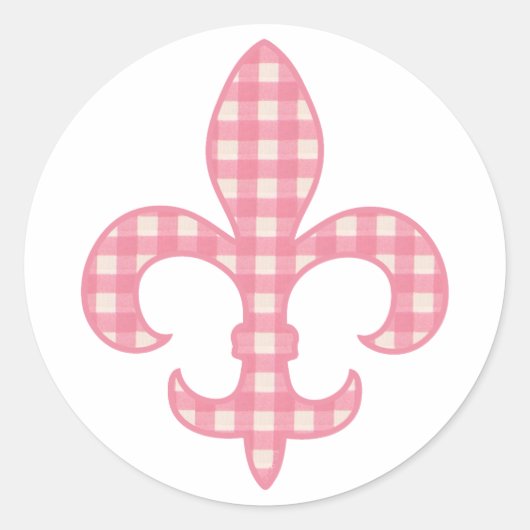 Fleur de lis stickers En vichy rose (Devant)