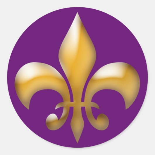 Fleur de Lis Stickers in Paarse en gouden (Voorkant)