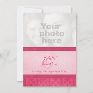 Fleur De Lis stijl roze foto bruiloft uitnodiging